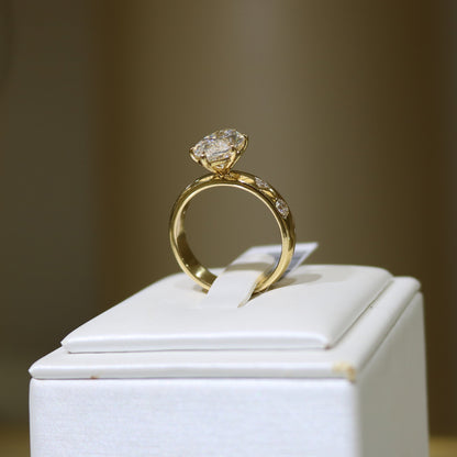 14k Gold 3.02ct Marquise Cut Lab Diamond Cigar Band Ring with Mixed Cut Accents | E/VS1