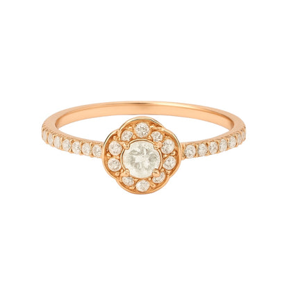 14k Rose Gold Natural Diamonds Dainty Flower Ring (0.16tcw)