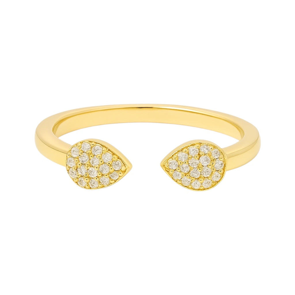 14k Yellow Gold and Natural Diamonds Dainty Open Ring (0.09tcw)