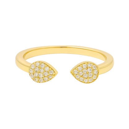 14k Yellow Gold and Natural Diamonds Dainty Open Ring (0.09tcw)