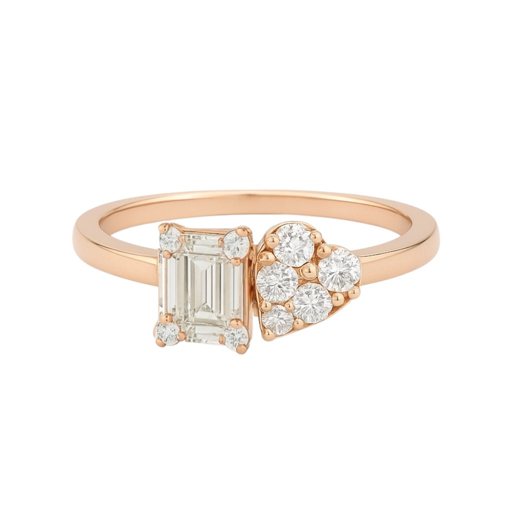 14k Rose Gold and Natural Diamonds Toi et Moi Ring (0.32tcw)