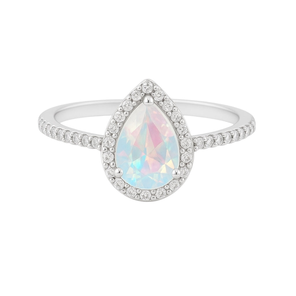 14k White Gold with Mystic Mercury Mist Topaz and Natural Diamond Ring Sz. 7