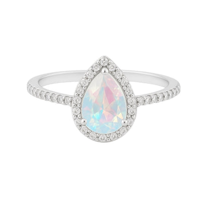 14k White Gold with Mystic Mercury Mist Topaz and Natural Diamond Ring Sz. 7