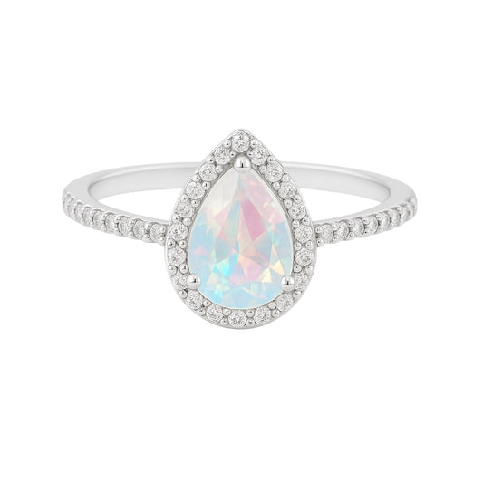 14k White Gold with Mystic Mercury Mist Topaz and Natural Diamond Ring Sz. 7