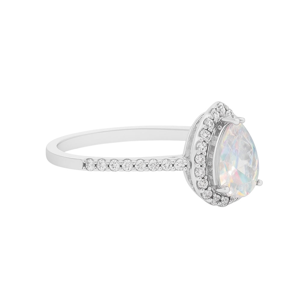 14k White Gold with Mystic Mercury Mist Topaz and Natural Diamond Ring Sz. 7