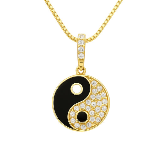 14k Gold Yin Yang Pendant with CZ