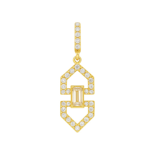 14k Gold and CZ Geometric Pendant