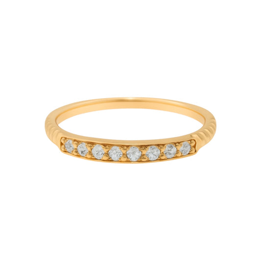 14k Yellow Gold Rope Ring with Natural Diamonds Row (0.13tcw)