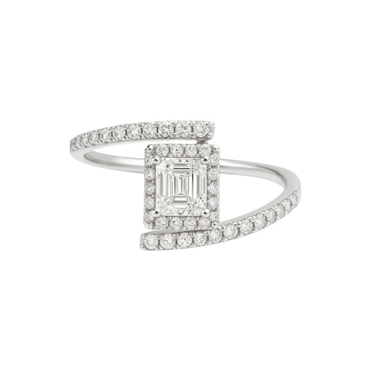 14k White Gold and Natural Diamonds Square Stacking Ring (0.33tcw)