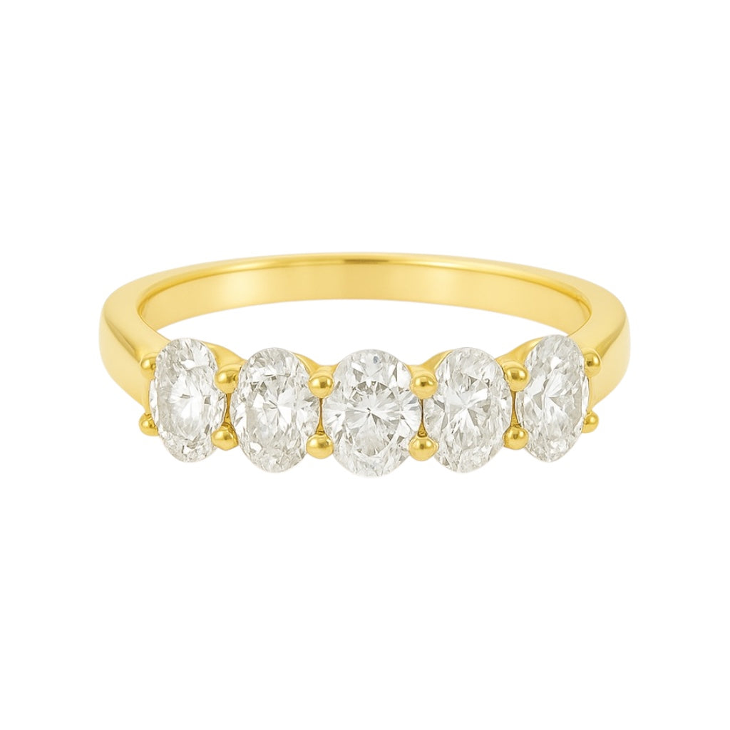 14k Yellow Oval 5 Stone Band (1.065t.c.w.) Band Sz. 6.5