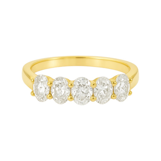 14k Yellow Oval 5 Stone Band (1.065t.c.w.) Band Sz. 6.5