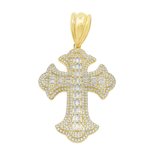 14k Gold Fleur-De-Lis Cross Pendant