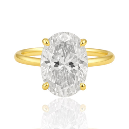 4.5ct Oval Cut Moissanite Engagement Ring in Gold Plated Sterling Silver