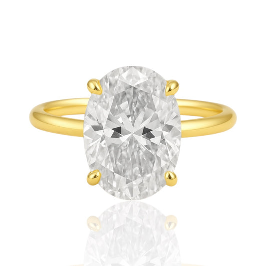4.5ct Oval Cut Moissanite Engagement Ring in Gold Plated Sterling Silver