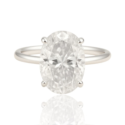 4.5ct Oval Cut Moissanite Engagement Ring in Sterling Silver