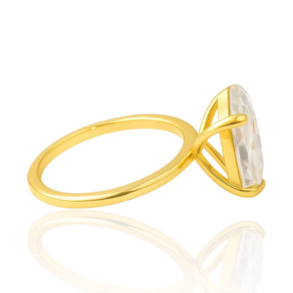 4.5ct Oval Cut Moissanite Engagement Ring in Gold Plated Sterling Silver