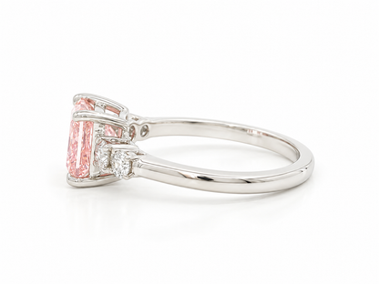 2ct Fancy Pink Princess Lab Engagement Ring Set in Platinum
