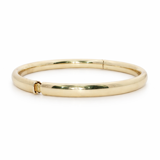 14k Gold Classic Hinged Bangle Bracelet 5.2mm | 50.5mm (1.99") Inner Diameter