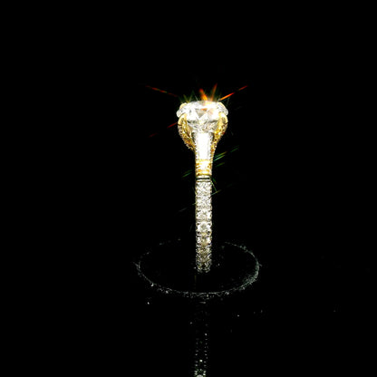Two As One Engagement Ring with 2 carat Round Lab Grown Diamond in 18k Yellow and White Gold