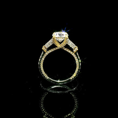 Two As One Engagement Ring with 2 carat Round Lab Grown Diamond in 18k Yellow and White Gold