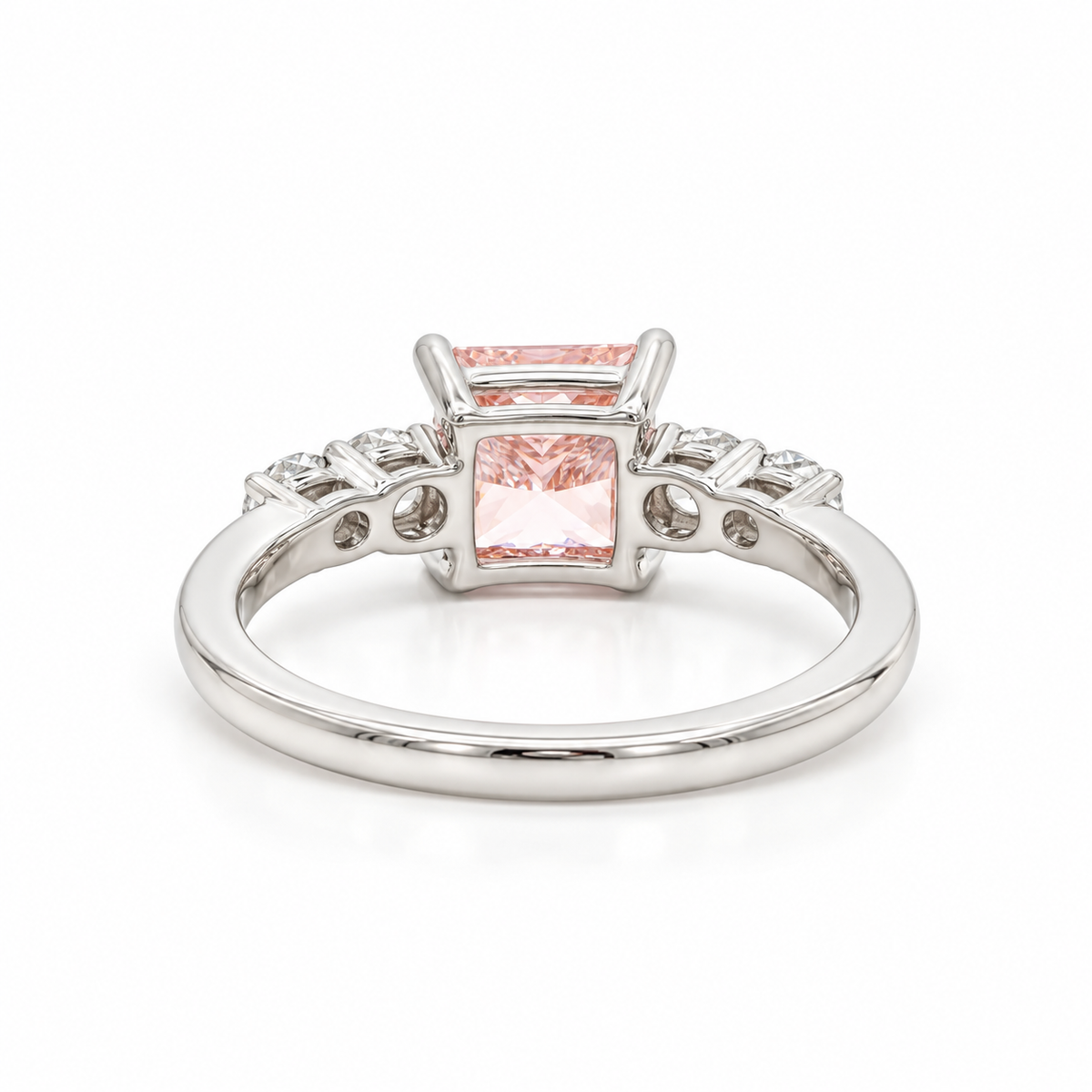 2ct Fancy Pink Princess Lab Engagement Ring Set in Platinum