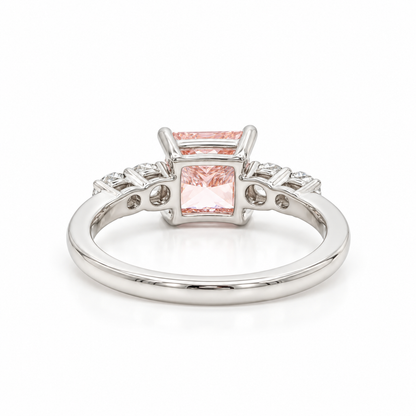2ct Fancy Pink Princess Lab Engagement Ring Set in Platinum