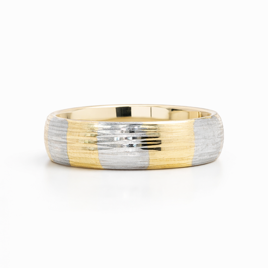 14k Gold 4.5mm Two Tone Diamond Cut Band | Size 4.5
