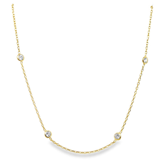 14K Gold CZ Diamond By The Yard Chain