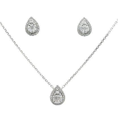 7/10 CT. T.W. Diamond Teardrop Pendant and Earrings in 14K White Gold