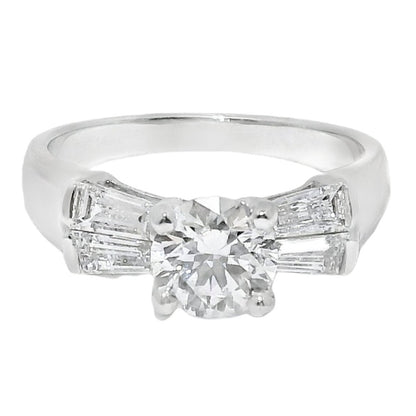 1 Carat Round Brilliant Art Deco Engagement Ring in 14k White Gold