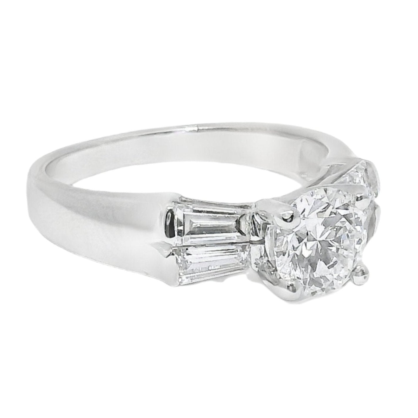 1 Carat Round Brilliant Art Deco Engagement Ring in 14k White Gold