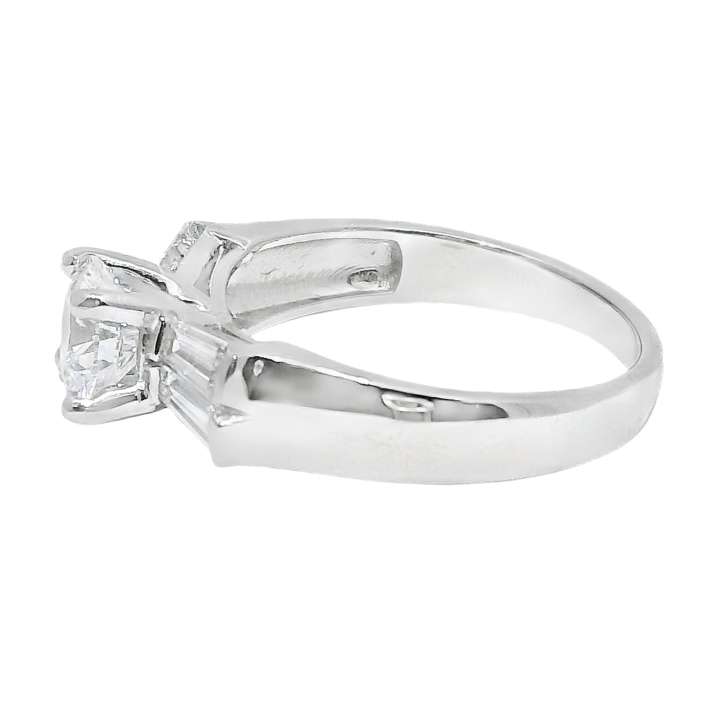 1 Carat Round Brilliant Art Deco Engagement Ring in 14k White Gold