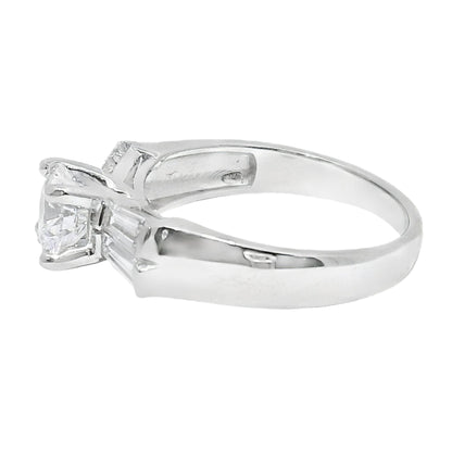 1 Carat Round Brilliant Art Deco Engagement Ring in 14k White Gold