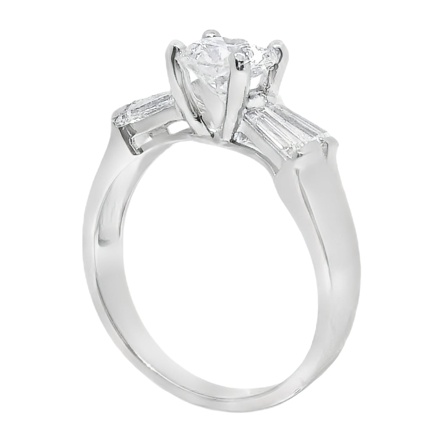 1 Carat Round Brilliant Art Deco Engagement Ring in 14k White Gold