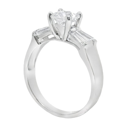 1 Carat Round Brilliant Art Deco Engagement Ring in 14k White Gold