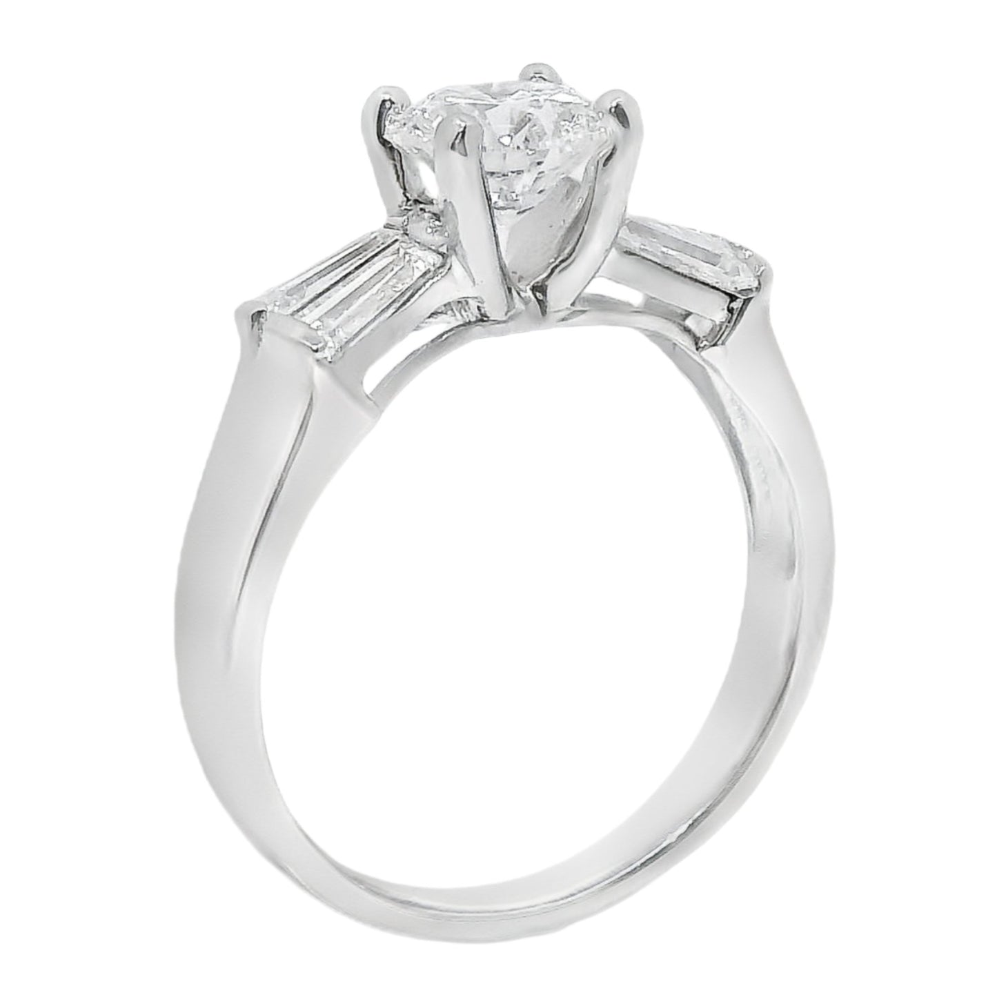 1 Carat Round Brilliant Art Deco Engagement Ring in 14k White Gold