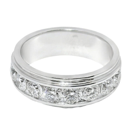 18k 1.62 Carat TW Round Lab Grown Diamond Men's Channel Set Wedding Band