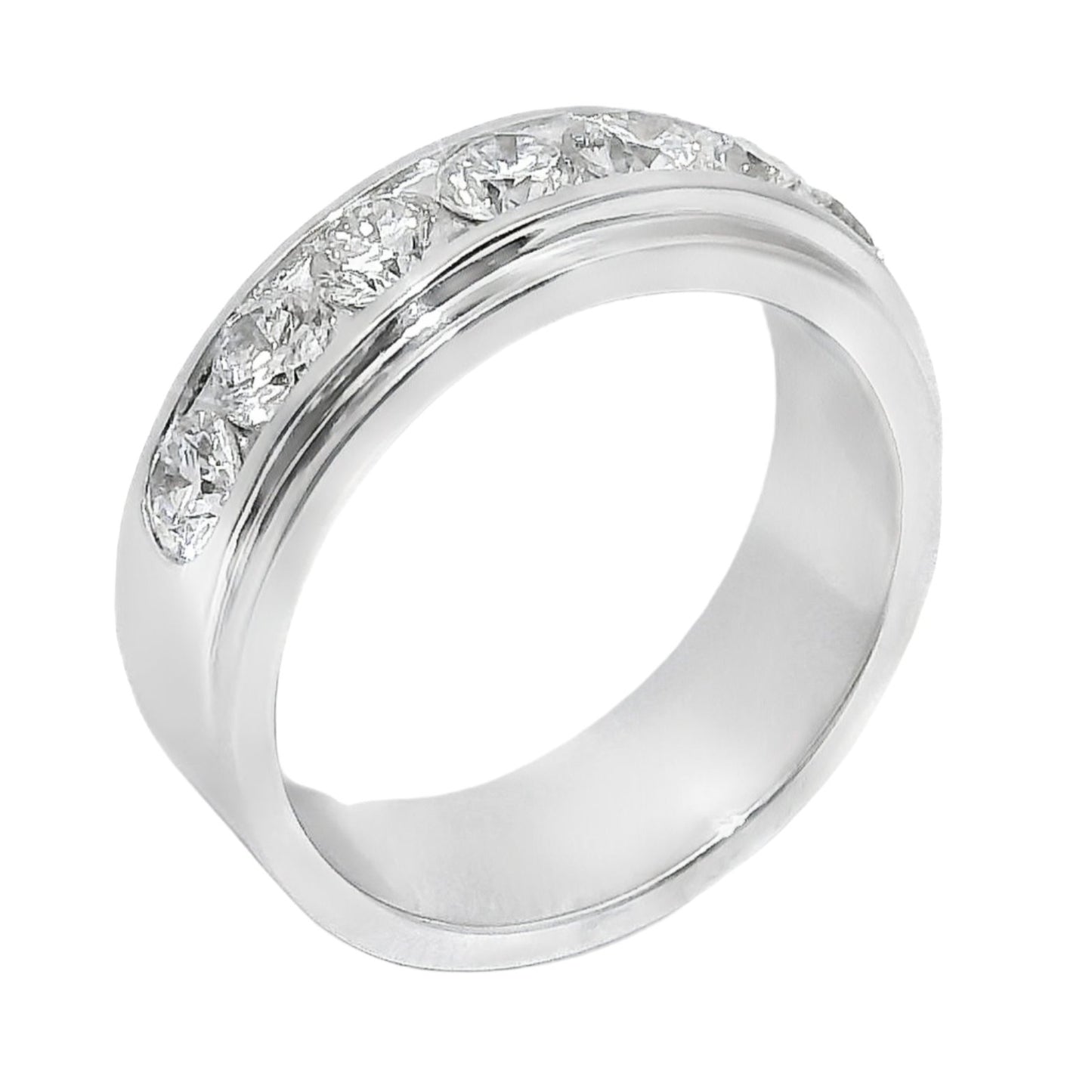 18k 1.62t.c.w. Round Lab Grown Diamond Men's Channel Set Wedding Band