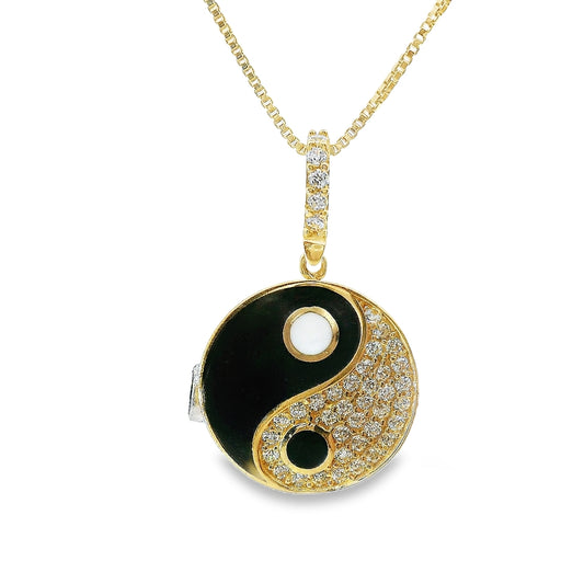 14k Gold Yin Yang Pendant with CZ
