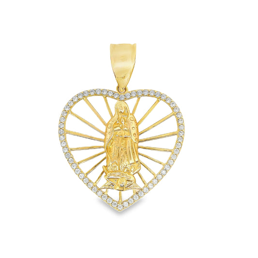 14k Gold Virgin Mary Heart