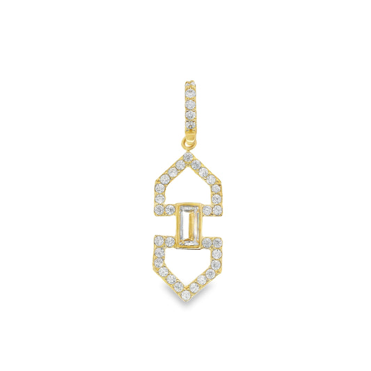 14k Gold and CZ Geometric Pendant