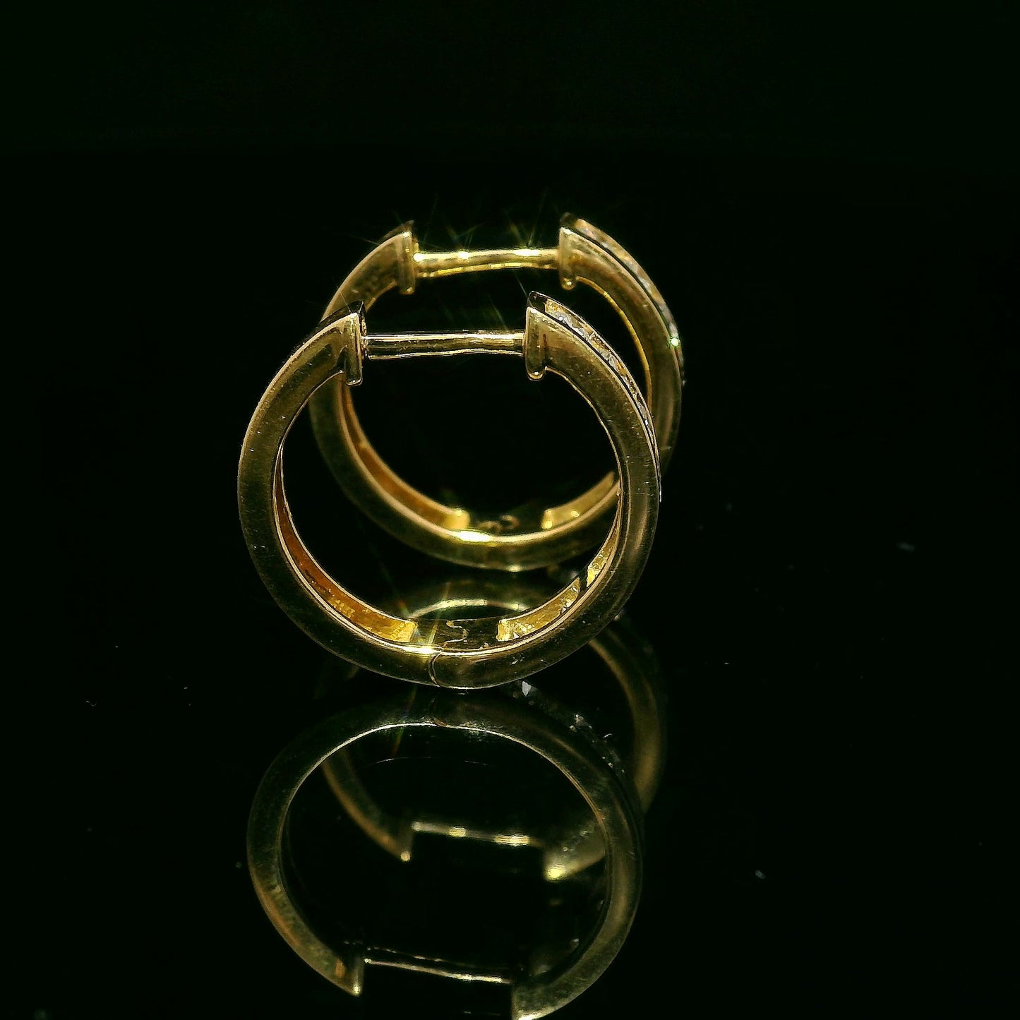 Channel Set Diamond Hoop Earrings in 14k Yellow Gold 0.69 TCW Diamond