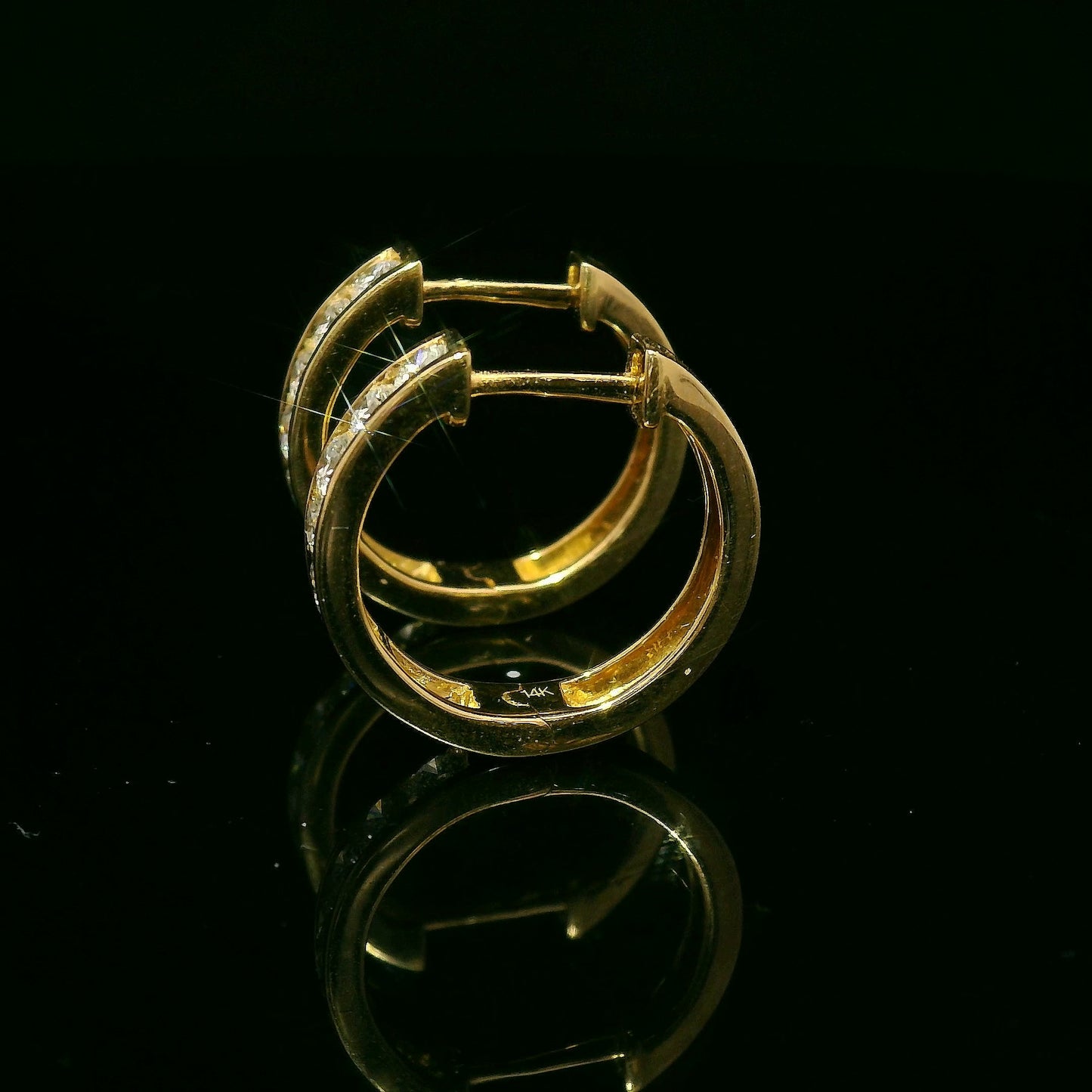 Channel Set Diamond Hoop Earrings in 14k Yellow Gold 0.69 TCW Diamond