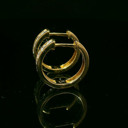 Channel Set Diamond Hoop Earrings in 14k Yellow Gold 0.69 TCW Diamond