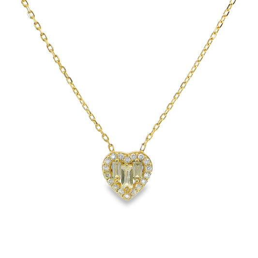 14K Yellow Gold CZ Heart Necklace (2.2 grams)