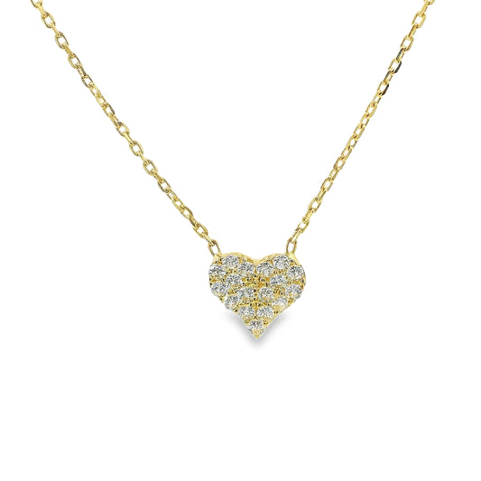 14K Yellow Gold CZ Heart Necklace (2.0 grams)
