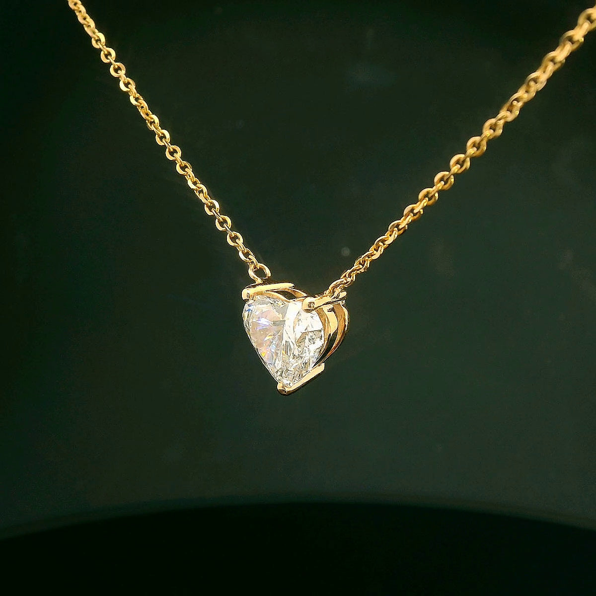 3 Carat Heart Shaped Lab Diamond Pendant - E VS1