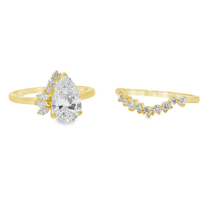 2.04 Carat Pear Lab Grown Diamond in 14k Yellow Gold with Band