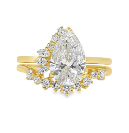 2.04 Carat Pear Lab Grown Diamond in 14k Yellow Gold with Band