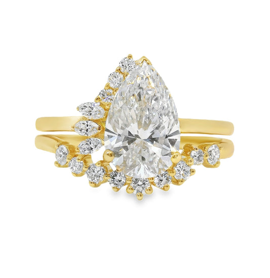 2.04 Carat Pear Lab Grown Diamond in 14k Yellow Gold with Band